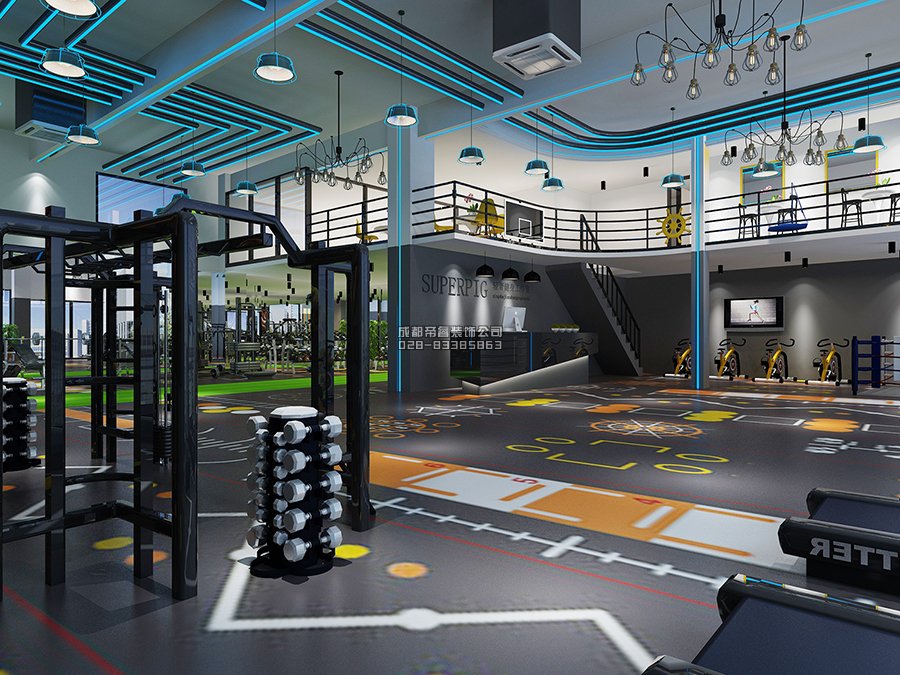 現(xiàn)代科技風健身房裝修效果圖