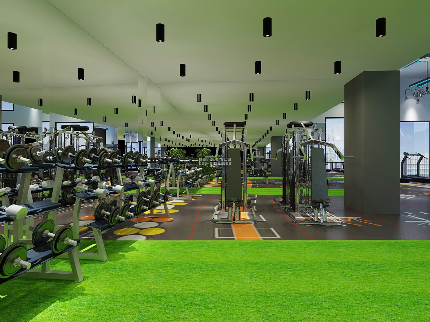 現(xiàn)代科技風健身房裝修效果圖
