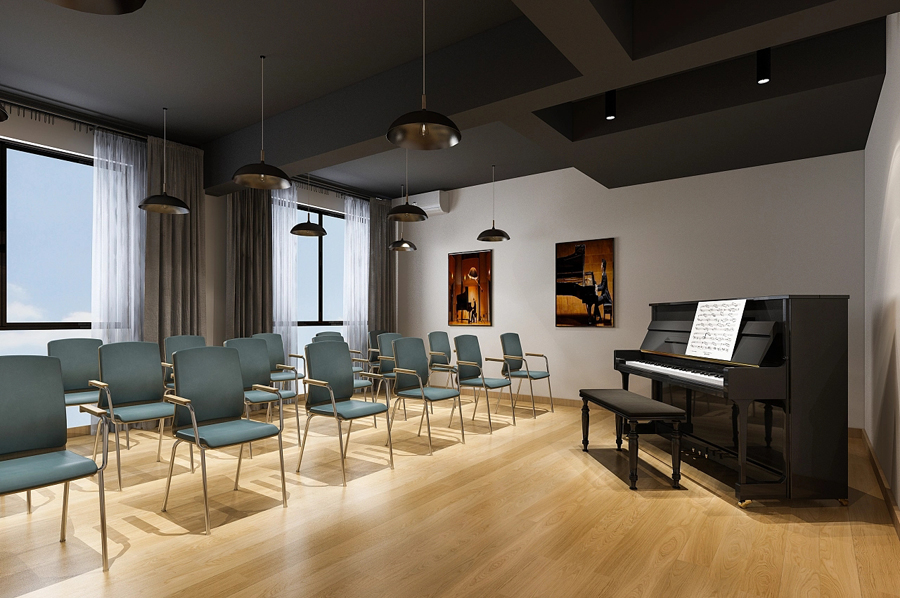 「培訓(xùn)機構(gòu)裝修」成人樂器中心裝修效果圖